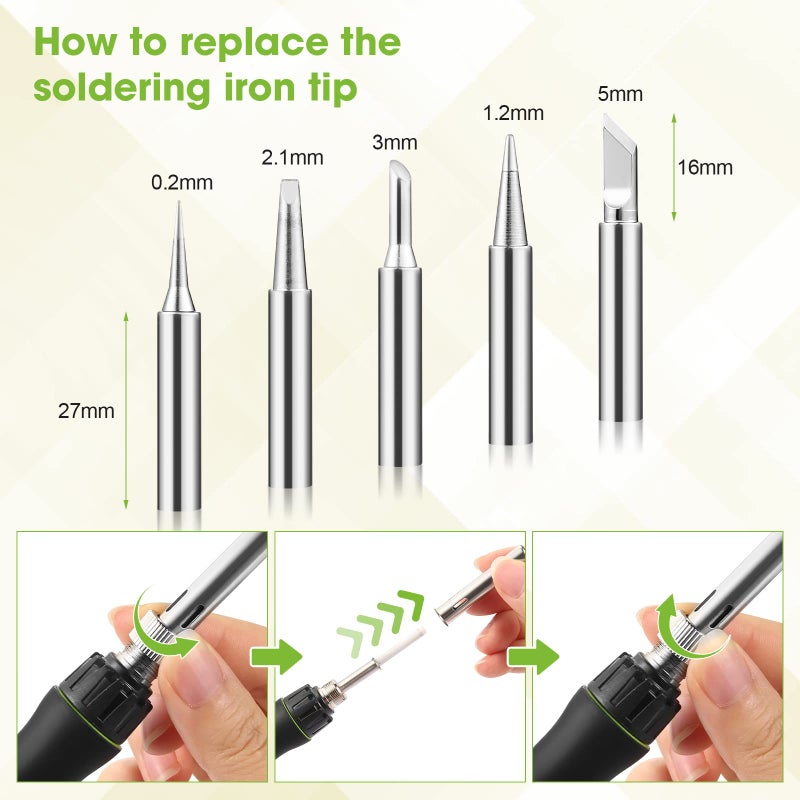 Q-MING Soldering Iron Kit, 100W LED Digital Solder Gun kits with Ceramic Heater, Adjustable Temperature Welding Tools with Tips, Wick Braid, Stand, Solders Wire, Sponge, Flux Paste - Image 3
