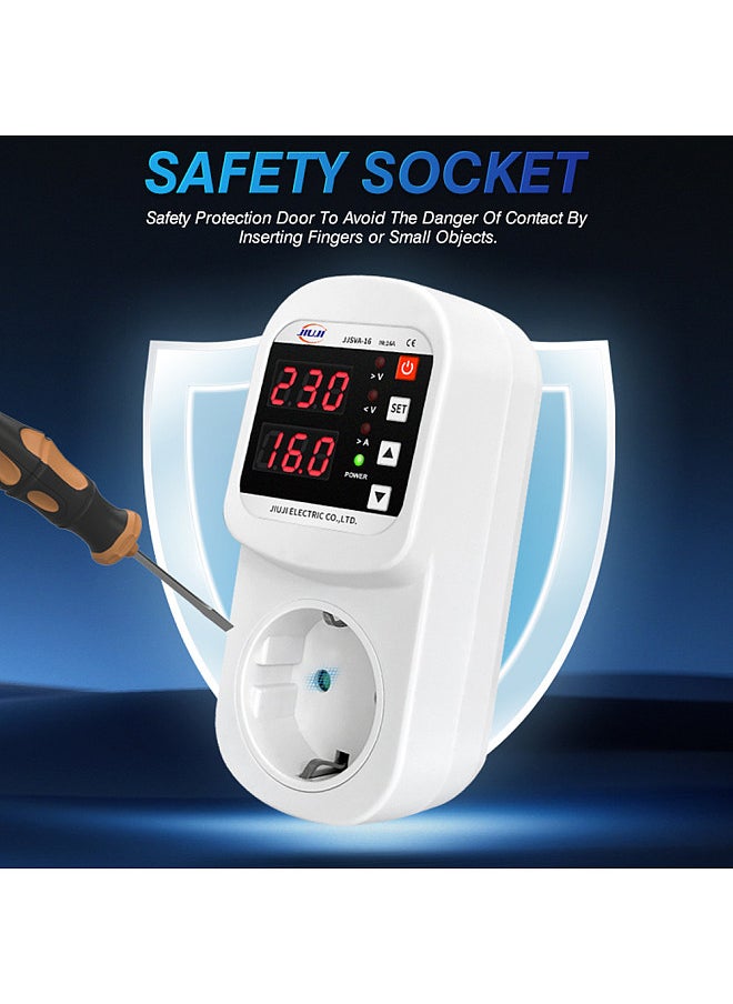 Generic Automatic Voltage and Current Protector Socket LED Display Multifunctional Refrigerator Protecting Socket with Automatic Reset Function  - Image 4