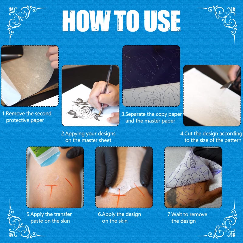 CINRA Practice Skin with Transfer Paper, 30PCS Tattoo Fake Skin and Tattoo Tracing Paper Kit Including 10PCS Double Sided Skin and 20PCS Tattoo Stencil Paper for Tattoo Practice Tattoo Supplies - Image 5
