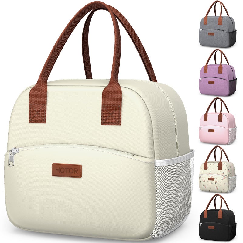 HOTOR Lunch Bag for Women & Men - Wear-Resistant Insulated Lunch Box with Large Capacity, Multi-Functional Cooler Bag for Office, Picnic, Beige, 10L, 10.60" x 5.90" x 9.50" - Image 1