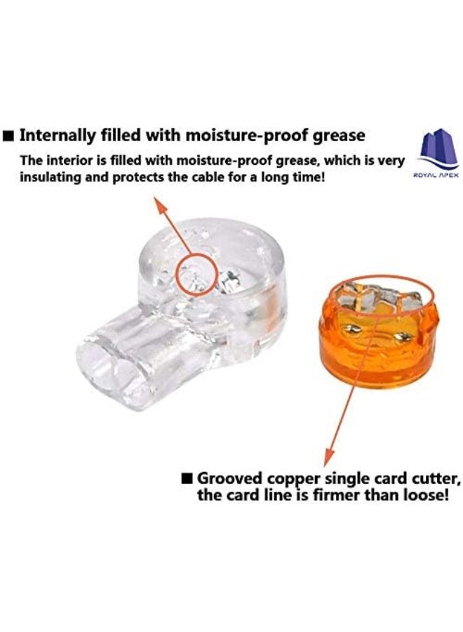 Royal Apex Uy Wire Connector Waterproof Gel-Filled Orange Clear Button Telephone Wire Connectors Uy Butt Splice Connector And Network Cable Terminals Pack Of 100 - Image 4