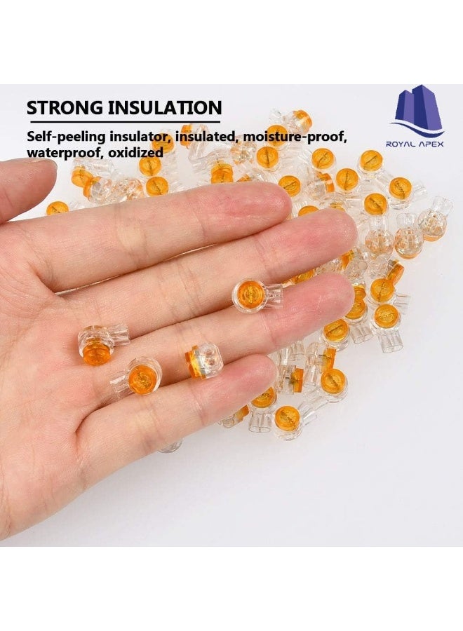 Royal Apex Uy Wire Connector Waterproof Gel-Filled Orange Clear Button Telephone Wire Connectors Uy Butt Splice Connector And Network Cable Terminals Pack Of 100 - Image 3
