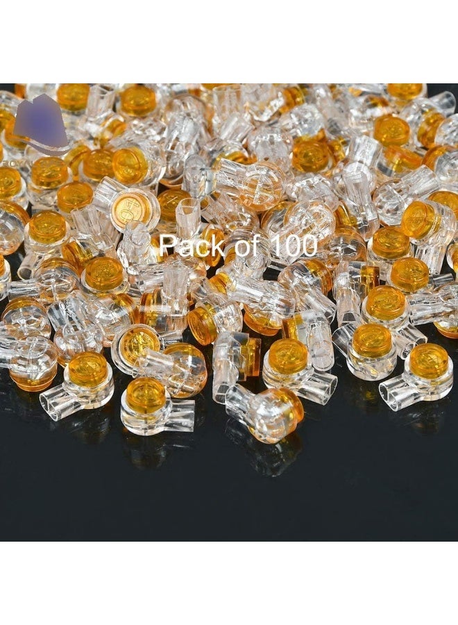 Royal Apex Uy Wire Connector Waterproof Gel-Filled Orange Clear Button Telephone Wire Connectors Uy Butt Splice Connector And Network Cable Terminals Pack Of 100 - Image 1
