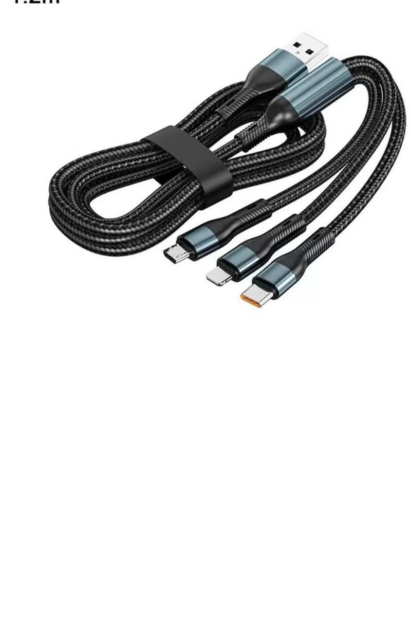 أوريكو كابل شحن متعدد 3 في 1 من ORICO - كابل شحن سريع مضفر من النايلون من USB إلى Lightning وMicro USB وType-C لأجهزة iPhone وSamsung وXiaomi وHuawei والمزيد (2 متر) - Image 1