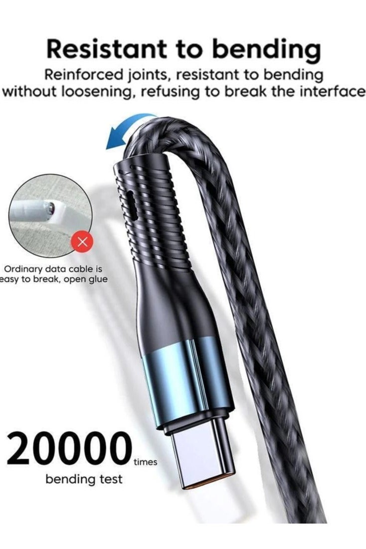 أوريكو كابل شحن متعدد 3 في 1 من ORICO - كابل شحن سريع مضفر من النايلون من USB إلى Lightning وMicro USB وType-C لأجهزة iPhone وSamsung وXiaomi وHuawei والمزيد (2 متر) - Image 4