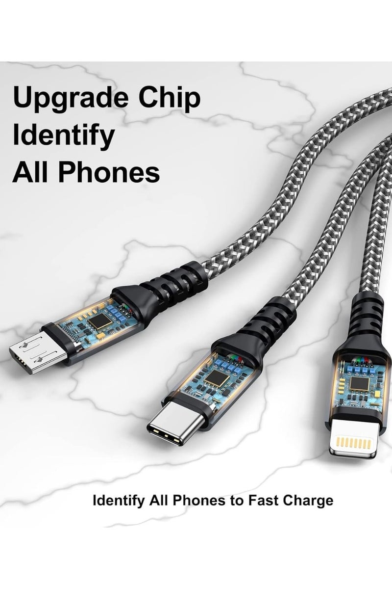 أوريكو كابل شحن متعدد 3 في 1 من ORICO - كابل شحن سريع مضفر من النايلون من USB إلى Lightning وMicro USB وType-C لأجهزة iPhone وSamsung وXiaomi وHuawei والمزيد (2 متر) - Image 2