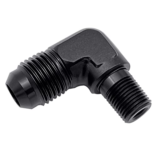KRD PERFORMANCE 90 Degree Elbow Aluminum 4AN Male Flare to 1/4" NPT Male Thread Fitting Adaptor Connector Black - Image 3