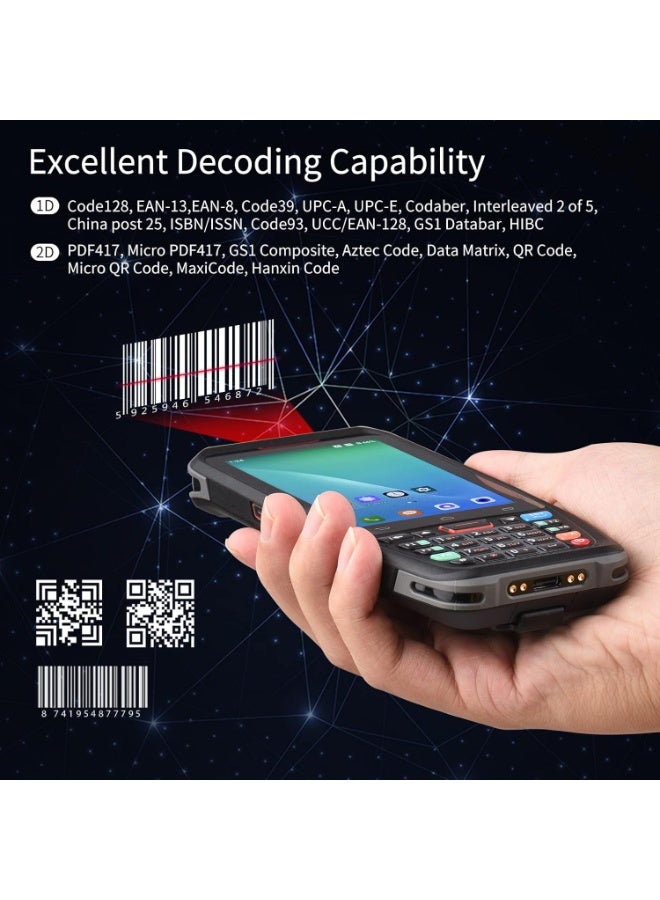 جهاز نقاط البيع المحمول PDA بنظام أندرويد 10.0 مع قارئ باركود 1D/2D/QR – شاشة لمس 4.0 بوصة، دعم 2/3/4G، واي فاي وبلوتوث - Image 4