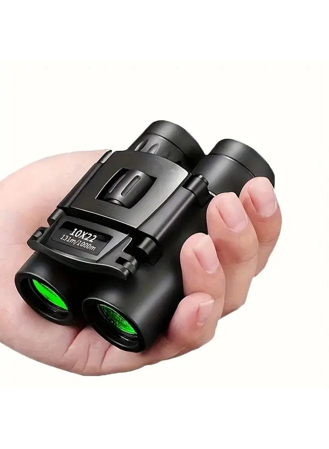 Black Compact Collapsible High Resolution Binoculars for Hunting Travel Camping - Image 1