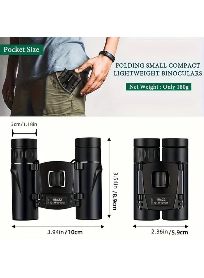 Black Compact Collapsible High Resolution Binoculars for Hunting Travel Camping - Image 4