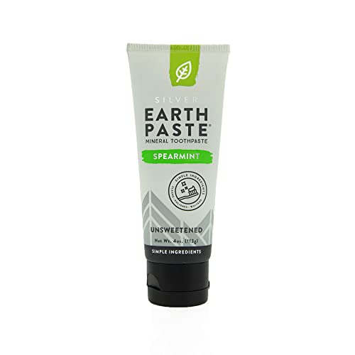 Redmond Earthpaste with Silver Natural NonFluoride Toothpaste 4 Ounce Tube Unsweetened Spearmint