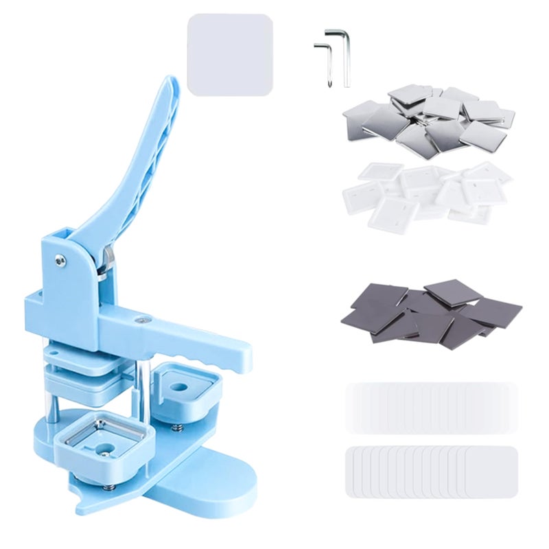 DCBADGE Square-Shaped Button Maker Machine,50mm/1.97 inch Square Fridge Magnet Maker Kit with 100 Sets of Refrigerator Magnet Supplies - Image 1