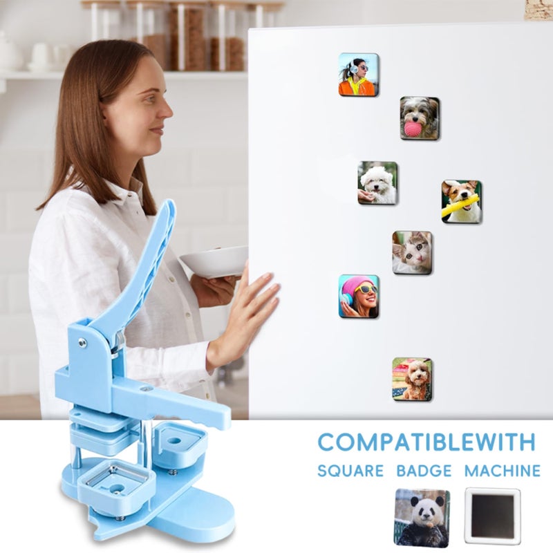 DCBADGE Square-Shaped Button Maker Machine,50mm/1.97 inch Square Fridge Magnet Maker Kit with 100 Sets of Refrigerator Magnet Supplies - Image 3