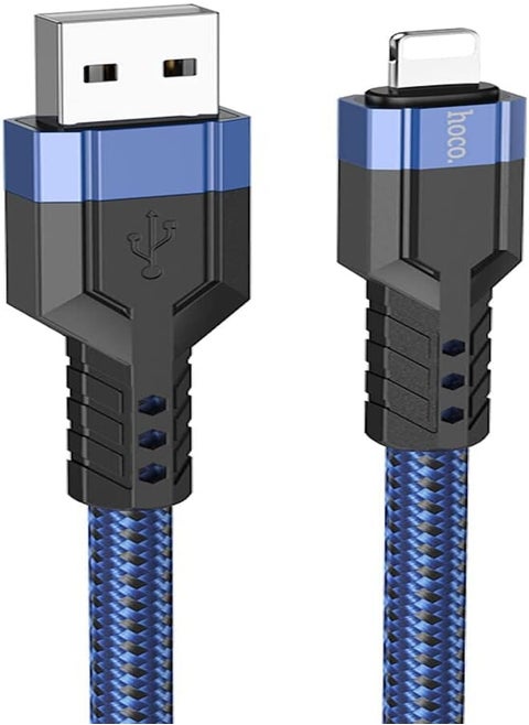 Hoco U110 - Charging And Data Transmittion Cable (2.4A - 1.2M), USB-A To Lightning Plug, Compatible With Apple iPhone iPad Airpods - Blue