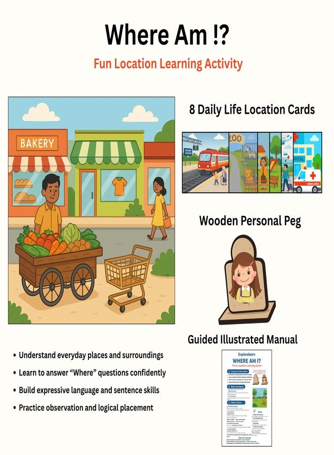 Exploralearn WH Series - Where Kit | 5 Activity Box with Wooden Puzzles, Flashcards, Pretend Play, Sorting & Matching | Autism & Speech Friendly | Age 4+ | Indian Context Learning - Image 5