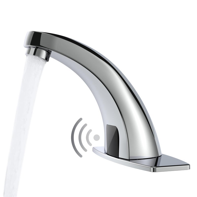 Green Spring Touchless Bathroom Sink Faucet, Greenspring Automatic Faucets Bathroom Commercial Hands Free Motion Sensor Faucet Battery or Plug-in Powered with Control Box and Temperature Mixer, Chrome - Image 1