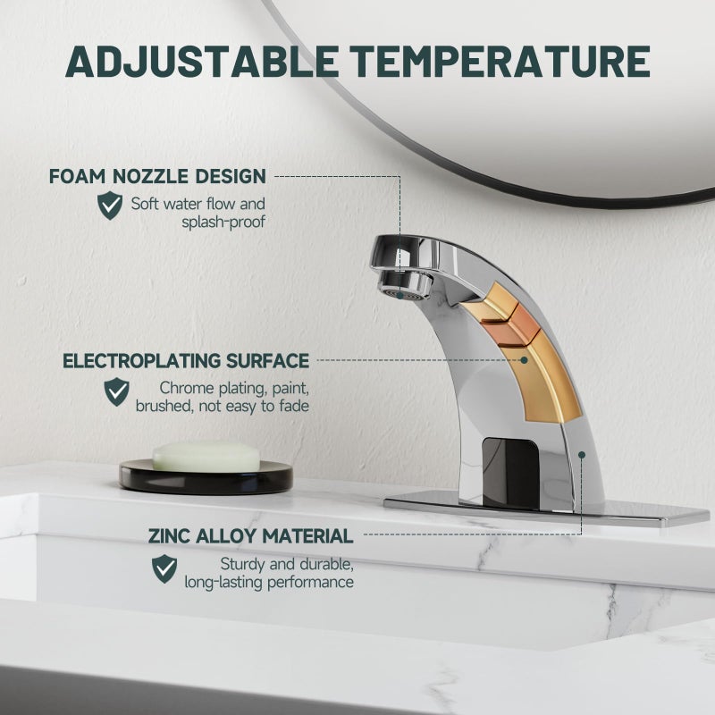 Green Spring Touchless Bathroom Sink Faucet, Greenspring Automatic Faucets Bathroom Commercial Hands Free Motion Sensor Faucet Battery or Plug-in Powered with Control Box and Temperature Mixer, Chrome - Image 4