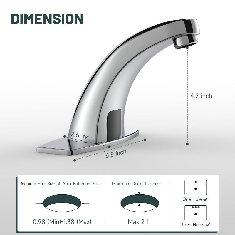 Green Spring Touchless Bathroom Sink Faucet, Greenspring Automatic Faucets Bathroom Commercial Hands Free Motion Sensor Faucet Battery or Plug-in Powered with Control Box and Temperature Mixer, Chrome - Image 2