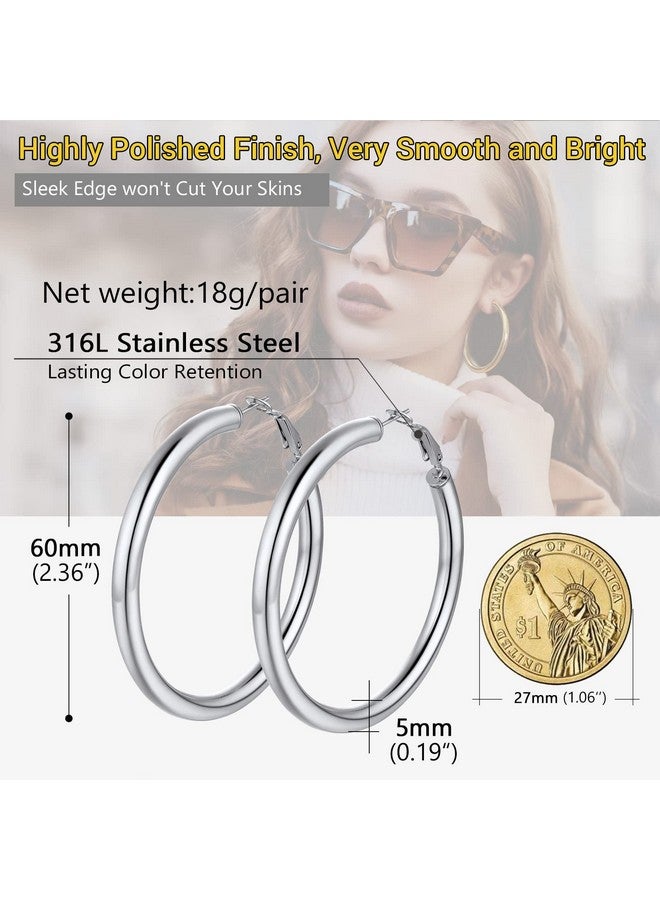 PROSTEEL Stainless Steel Big Hoop Earrings For Women Fashion 60Mm Earring Hoops Earing Womens Round Earrings Hypoallergenic - Image 4