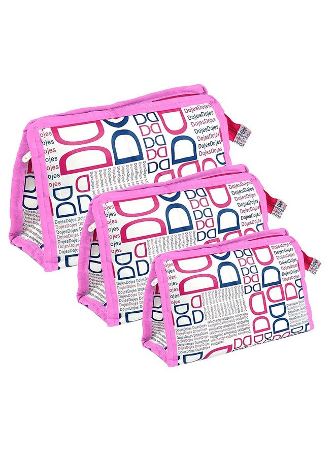 STACKRAID Set of 3 Synthetic Travel & Cosmetic Pouch Bag Extra Large Makeup Organiser Cosmetic Case Household Grooming Kit Storage Travel Kit Pack Toiletry Kit Bag for Women (Pink) - Image 1
