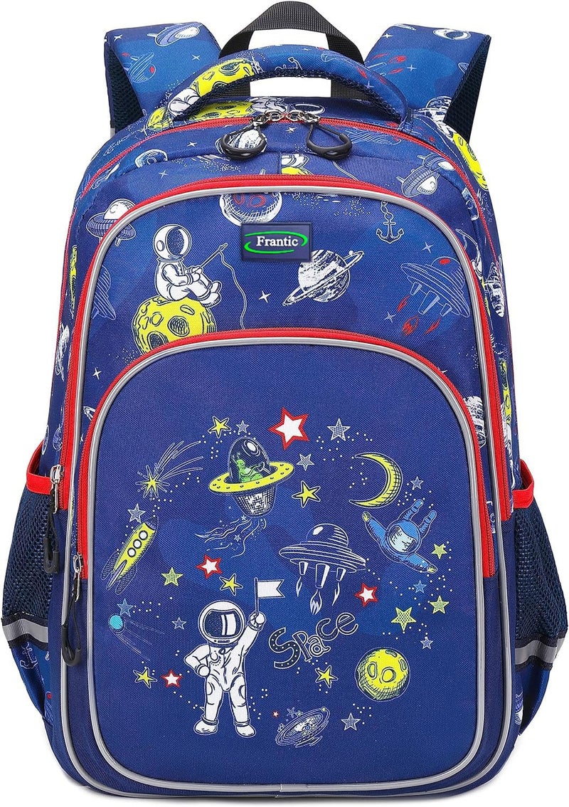 Frantic Waterproof Polyester 26 L School Backpack School Bag Daypack Picnic Bag For Boys & Girls(RR_Blue_Star_Space) - Image 1