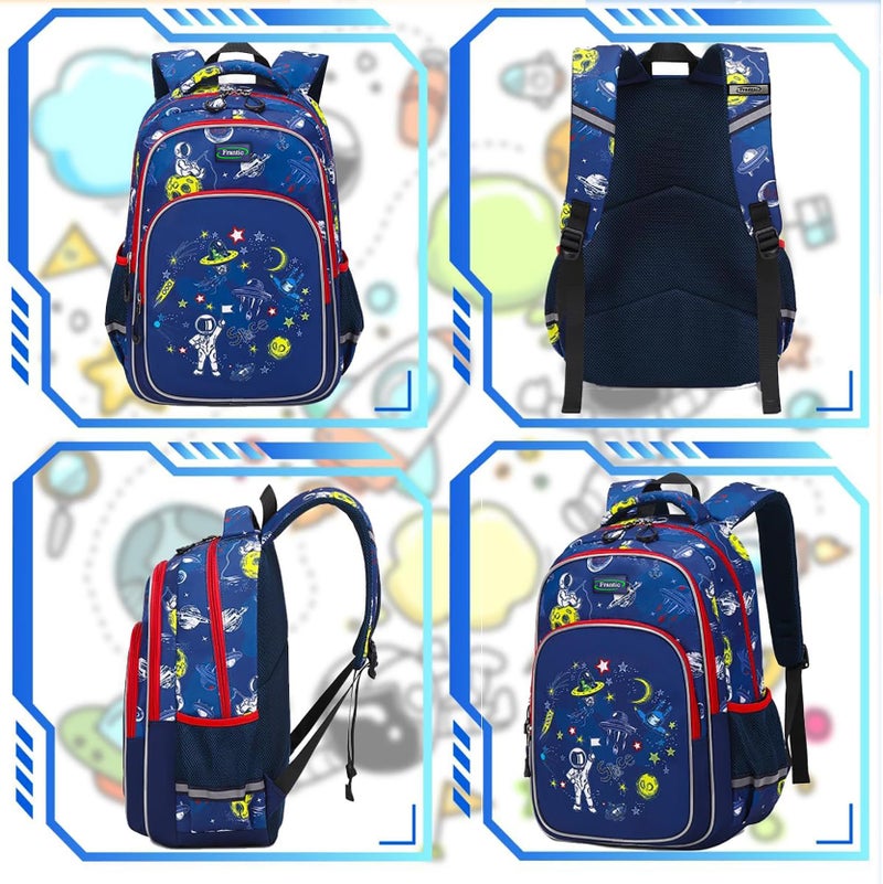 Frantic Waterproof Polyester 26 L School Backpack School Bag Daypack Picnic Bag For Boys & Girls(RR_Blue_Star_Space) - Image 2
