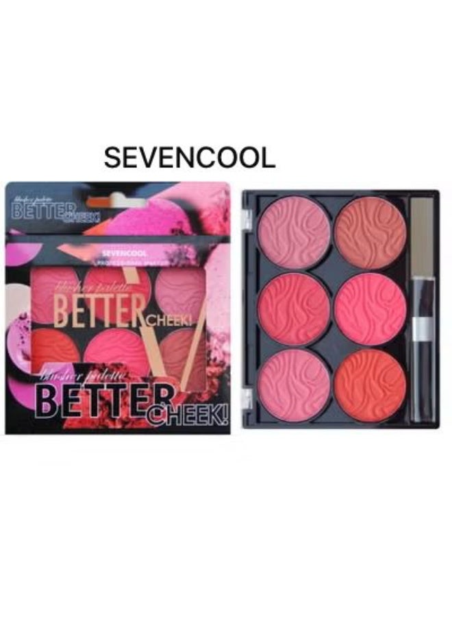 Sevencool Professional Makeup 6-in-1 Blusher Palette | All-in-One Cheek Blush, Contour, Highlighter & Bronzer Kit for Flawless Cheeks - Image 1
