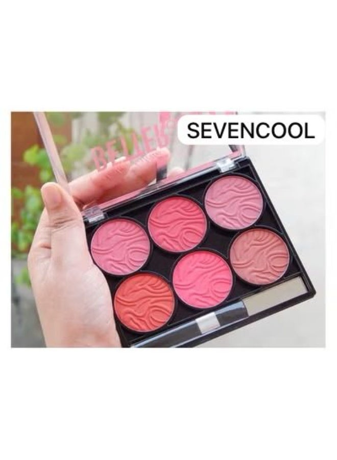Sevencool Professional Makeup 6-in-1 Blusher Palette | All-in-One Cheek Blush, Contour, Highlighter & Bronzer Kit for Flawless Cheeks - Image 2