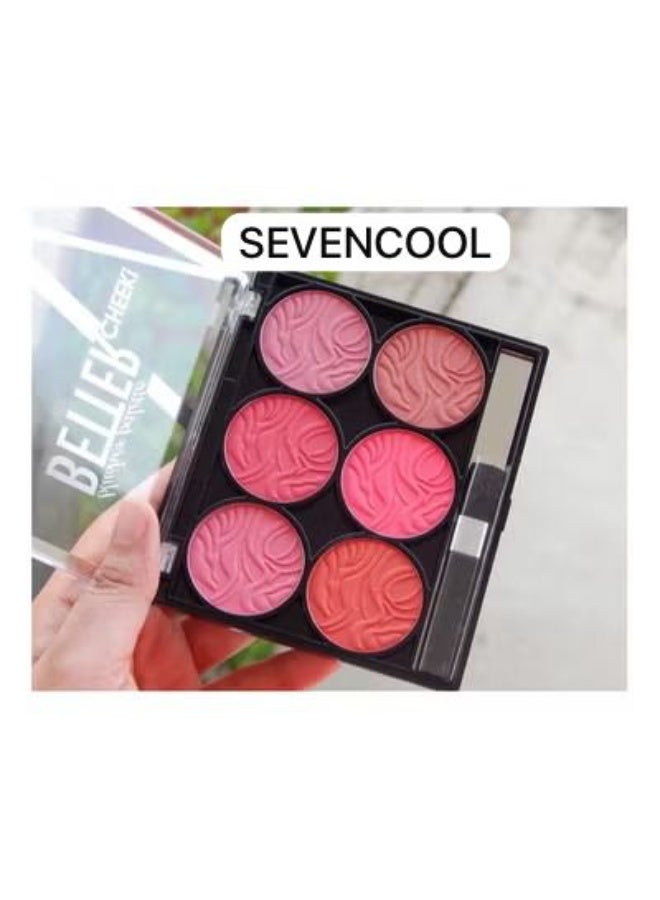 Sevencool Professional Makeup 6-in-1 Blusher Palette | All-in-One Cheek Blush, Contour, Highlighter & Bronzer Kit for Flawless Cheeks - Image 3