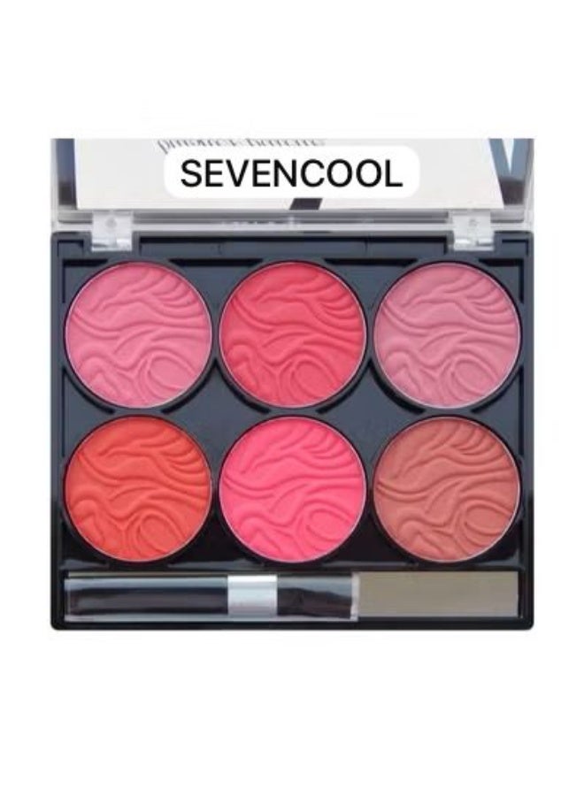 Sevencool Professional Makeup 6-in-1 Blusher Palette | All-in-One Cheek Blush, Contour, Highlighter & Bronzer Kit for Flawless Cheeks - Image 5