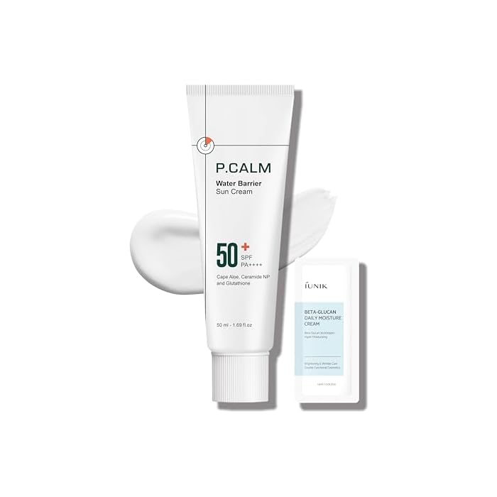 P.CALM Water Barrier Moisturizing Sun Cream Matte-Finish No White Cast SPF 50+ PA++++ Vegan Calming Moisture Daily Sunscreen for Dry Oily Sensitive Skin Korean Skincare