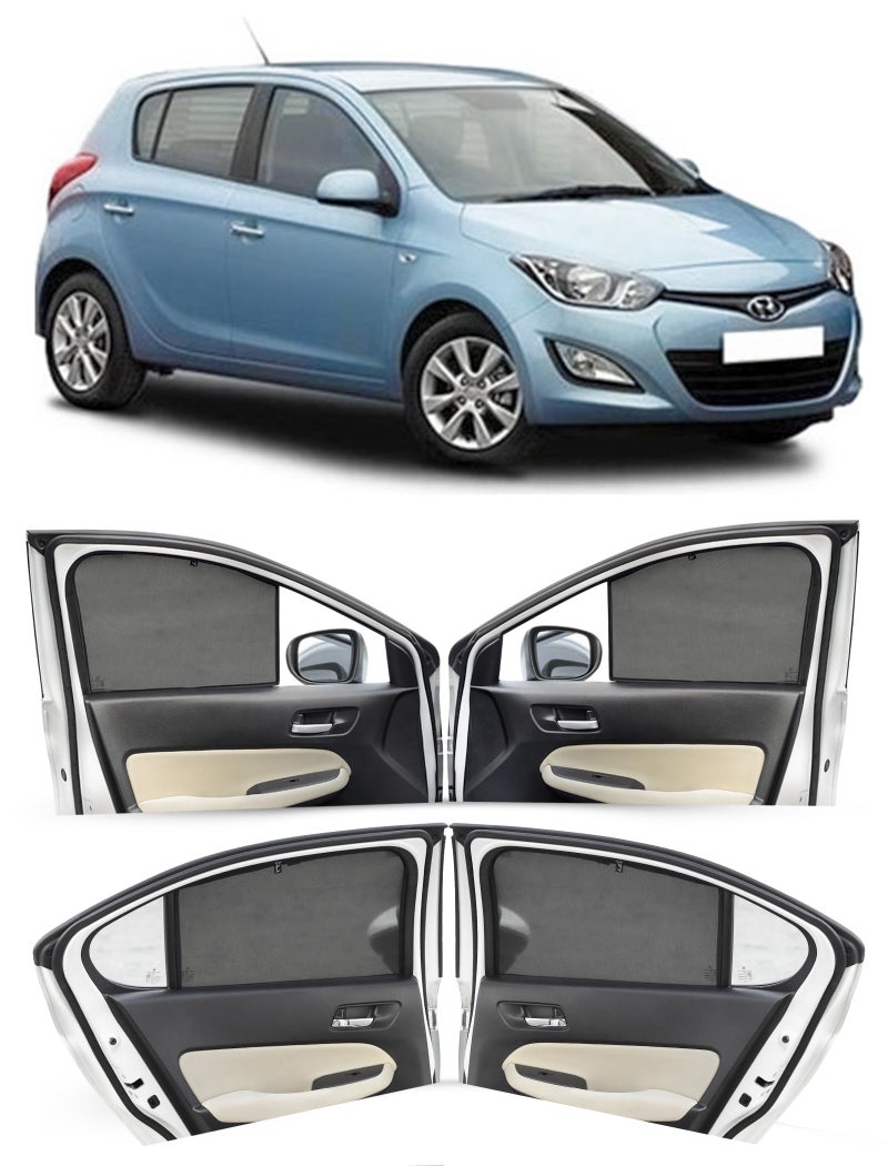 Autofact Car Sunshades for Hyundai Old i20 (2008 to 2014), UV Protection, Useful Car Accessories, Custom fit Sun Shades for Side Windows, Set of 4 - Image 1