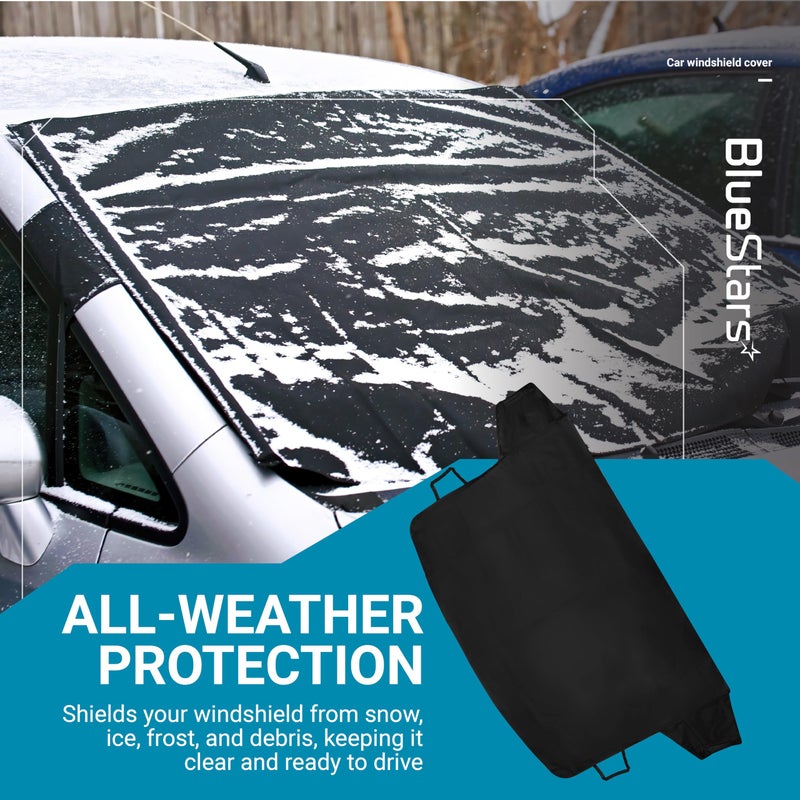 BlueStars Windshield Cover for Ice and Snow | Heavy Duty 600D Oxford Fabric | Windshield Snow Cover for Cars, SUVs, Trucks | All Weather Cover | Medium Size (69"x42") - Image 2