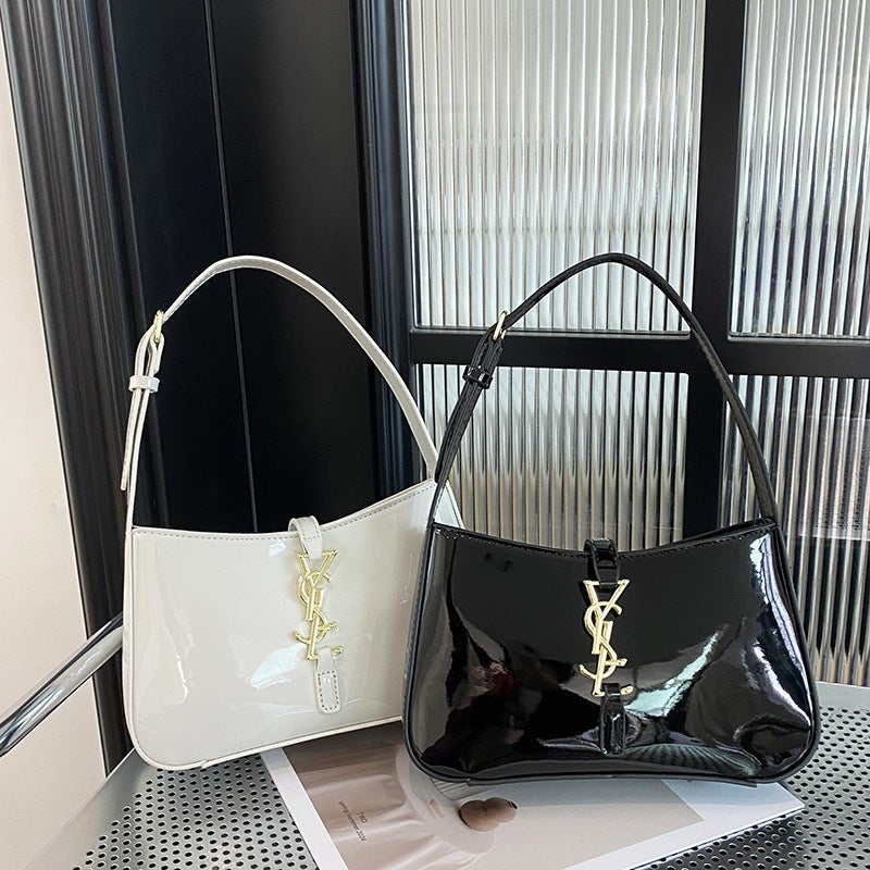 High-End Niche Armpit Bag 2025 Export Trendy Bright Leather Ladies Bags Baguette Bag Single Shoulder Women'S Bag - Image 2