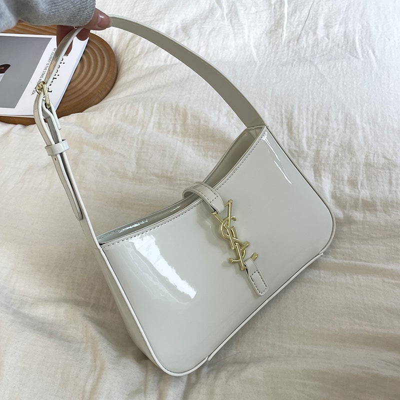 High-End Niche Armpit Bag 2025 Export Trendy Bright Leather Ladies Bags Baguette Bag Single Shoulder Women'S Bag - Image 1