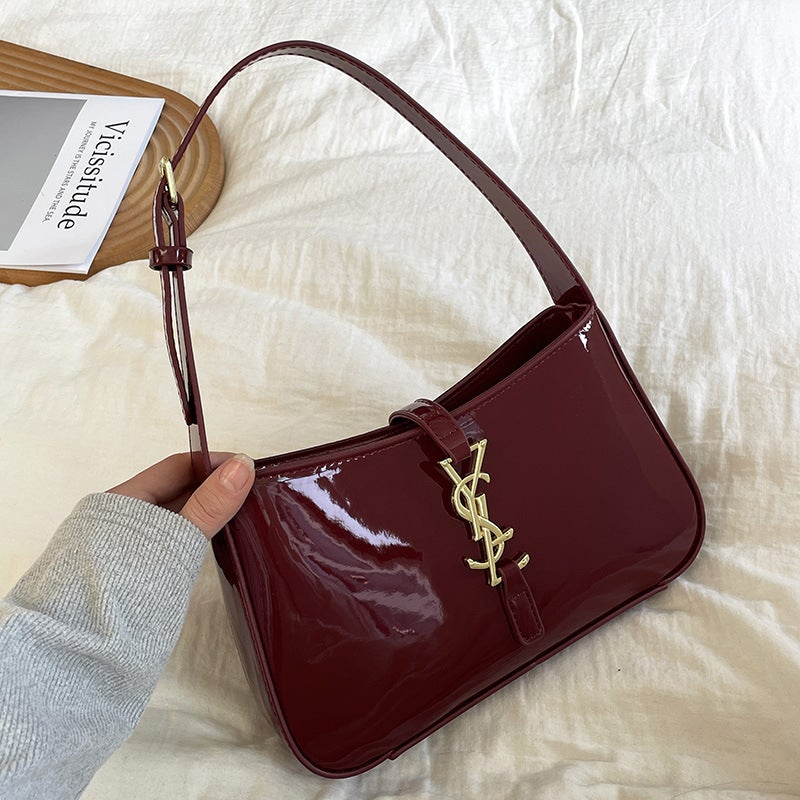 High-End Niche Armpit Bag 2025 Export Trendy Bright Leather Ladies Bags Baguette Bag Single Shoulder Women'S Bag - Image 5