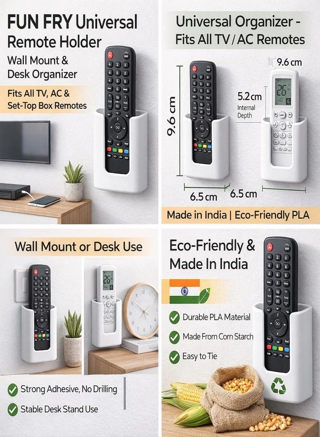 FUN FRY Universal Solid AC Remote Holder Wall Mounted Stand , Compatible with brands like VOLTAS Lloyd HITACHI DAIKIN IFB Bluestar Godrej Onida Remote Stand/Holder With self adhesive strong double tape - Image 2