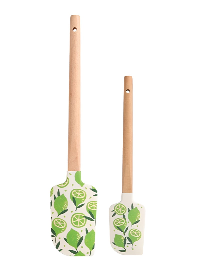 Cozy Nest Lemon Silicone Spatula Set - 2-Piece Food-Grade, Heat-Resistant Baking Tools with Non-Slip Grip - Large & Small Kitchen Utensils for Mixing, Scraping, Single-Sided Design - Image 1