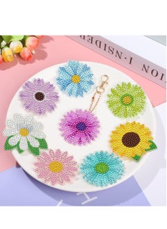 SYOSI Spring Flowers Diamond Painting Keychains Daisy Sunflower Diamond Art Key Rings Double Sided Full Drill Diamond Keychains Colorful Flowers Hanging Ornaments for DIY Crafts Home Party Decor12 PCS  - Image 4