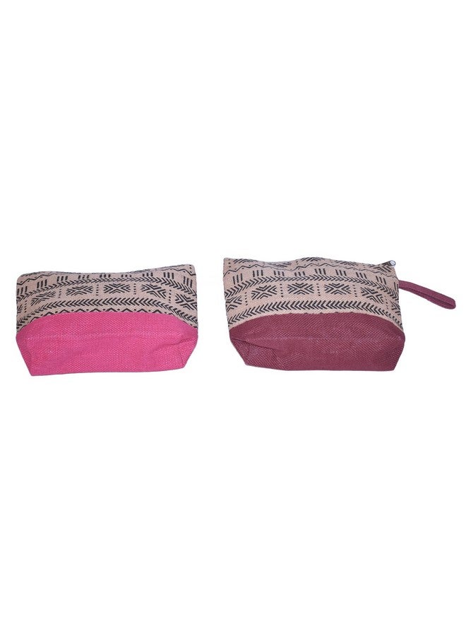 Daffodil Jute Boat Pouch for Men & Women Canvas Pouch Multipurpose Pouch Jute Cosmetic Pouch, Pencil Pouch, Travel Organizer Dopp Kit with Zipper (Pack of 2) - Image 4