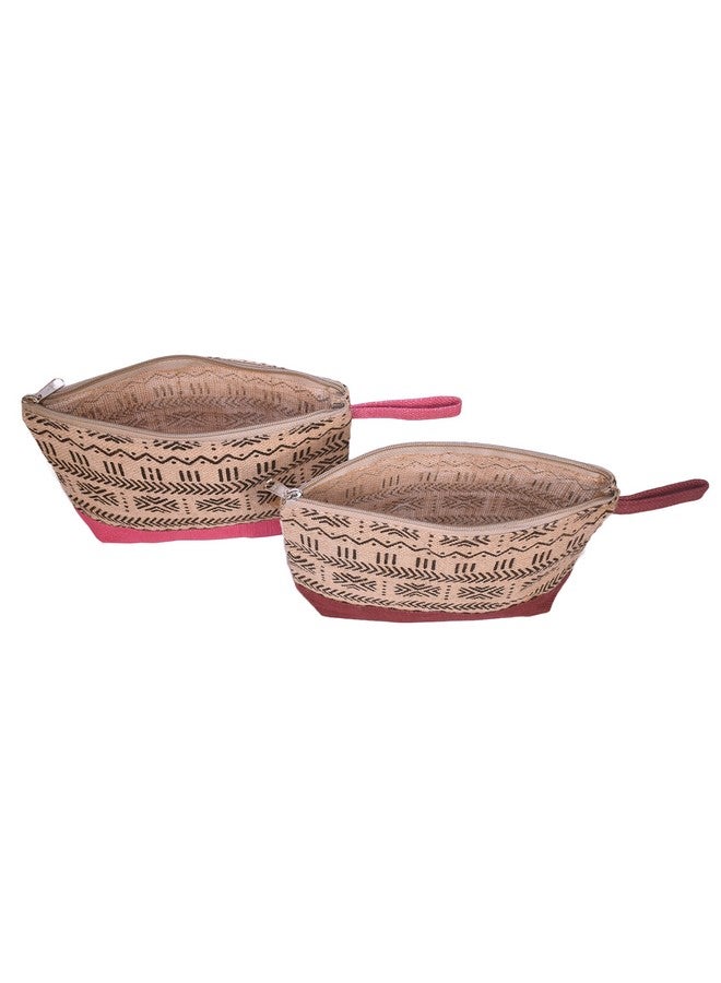 Daffodil Jute Boat Pouch for Men & Women Canvas Pouch Multipurpose Pouch Jute Cosmetic Pouch, Pencil Pouch, Travel Organizer Dopp Kit with Zipper (Pack of 2) - Image 5