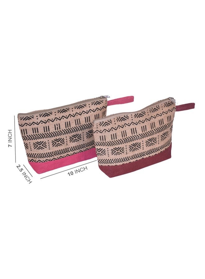 Daffodil Jute Boat Pouch for Men & Women Canvas Pouch Multipurpose Pouch Jute Cosmetic Pouch, Pencil Pouch, Travel Organizer Dopp Kit with Zipper (Pack of 2) - Image 3