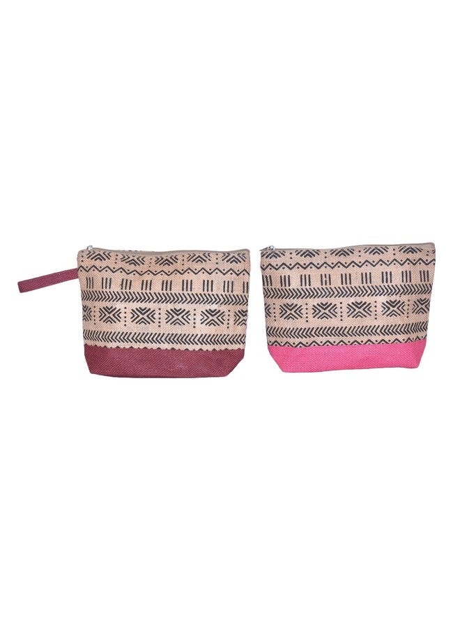 Daffodil Jute Boat Pouch for Men & Women Canvas Pouch Multipurpose Pouch Jute Cosmetic Pouch, Pencil Pouch, Travel Organizer Dopp Kit with Zipper (Pack of 2) - Image 2