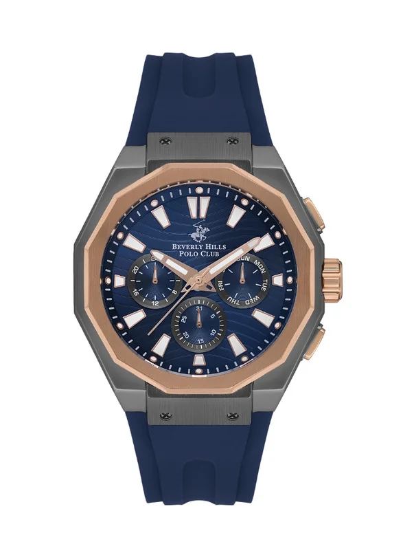 BEVERLY HILLS POLO CLUB Beverly Hills Polo Club BP3557X.899 Men's Multi Function Display Watch & Silicone Strap Dark Blue