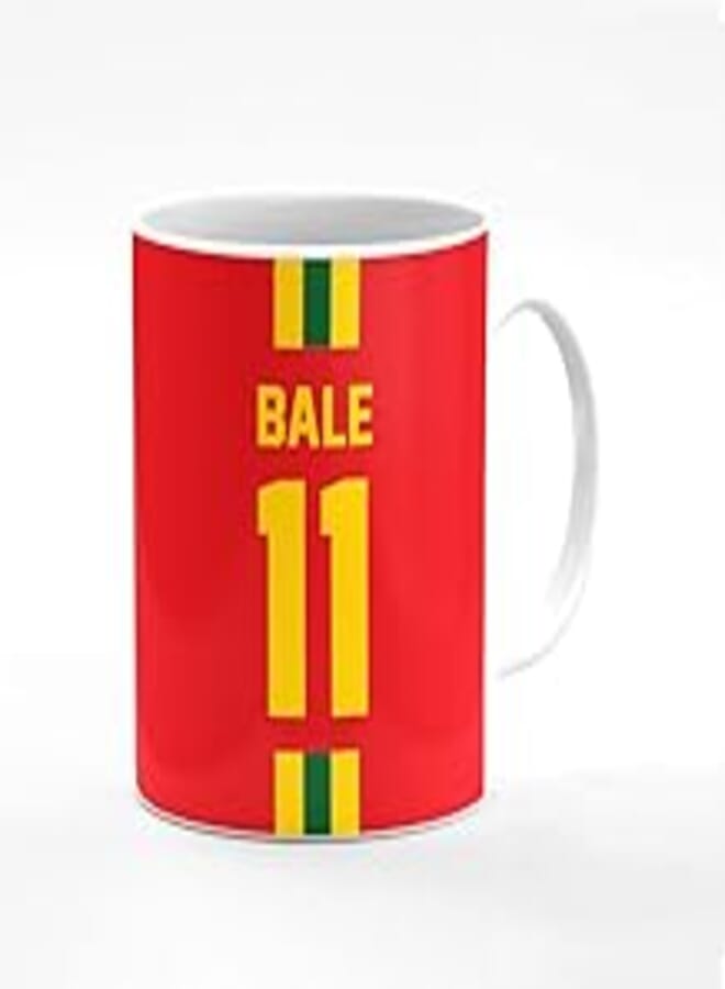 Stylizedd Designer Printed Coffee Mug with Heavy Duty Handle 11oz Ceramic Personalised Gift Mugs Cup [Microwave Safe & Dishwasher Proof ] -Football Team - Wales, Player Name - Bale