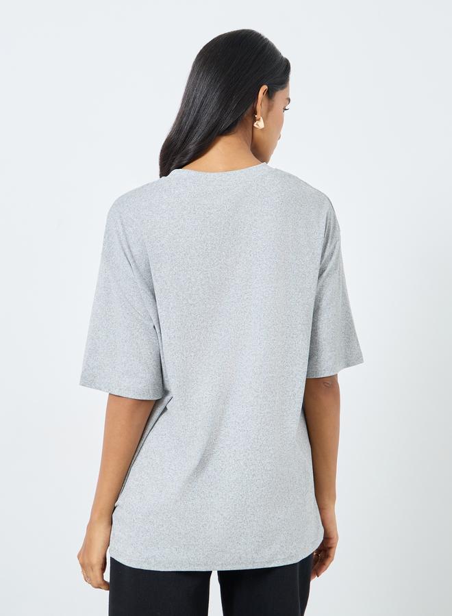 Take Two Embroidered Short Sleeve Oversized T-Shirt - Image 4