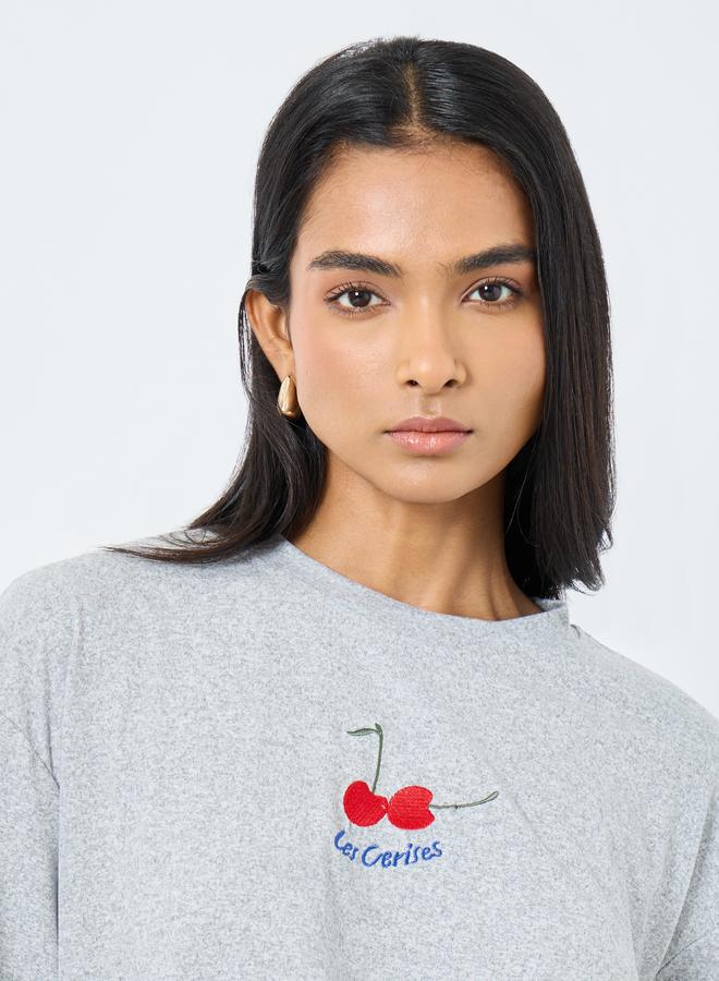 Take Two Embroidered Short Sleeve Oversized T-Shirt - Image 3