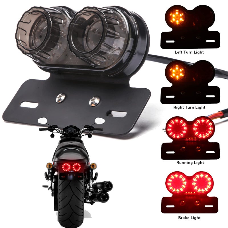 DREAMIZER 40 LED 40W Motorcycle Tail Light Integrated Running Lamp BrakeTurn Signal Light with License Plate Bracket Compatible With Motorcycle Street Bike Cruiser Chopper and More