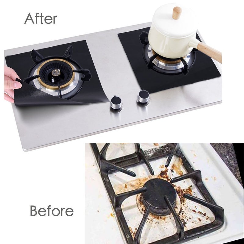 YRYM HT Stove Burner Covers - Gas Stove Protectors Black 0.2mm Double Thickness, Reusable, Non-Stick, Fast Clean Liners for Kitchen/Cooking. Stove top Covers Gas Burners Size 10.6" x 10.6" BPA Free(8 Packs) - Image 5