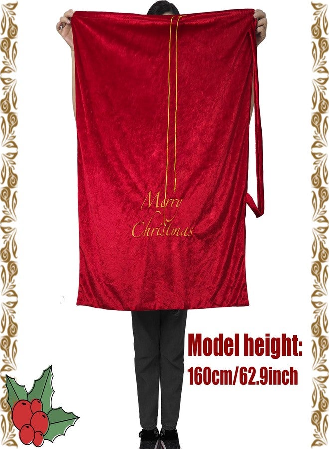 CosInStyle Large Velvet Santa Claus Christmas Sack with Drawstring, 29.5 x 35.5 Inch Gift Bags for Xmas Party Decor, Stocking Stuffers, and Holiday Gift Supplies (Red) - Image 5